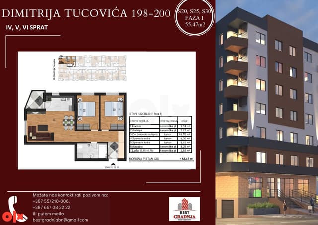 Apartment Bijeljina 55.47m2