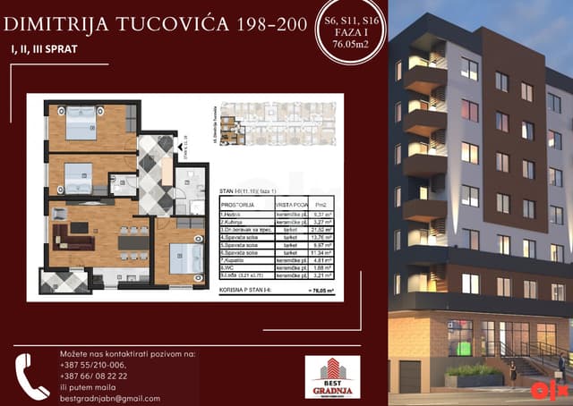 Apartment Bijeljina 76.05m2