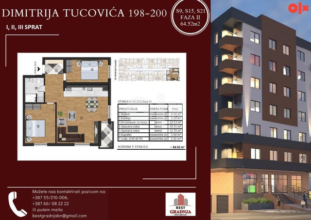 Apartment Bijeljina 64.52m2