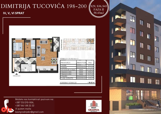 Apartment Bijeljina 58.43m2