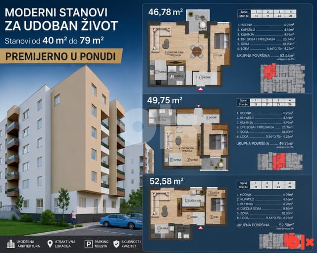 PREMIER OFFERING - Apartments from 45 m² to 78 m² Prijedor-Urije