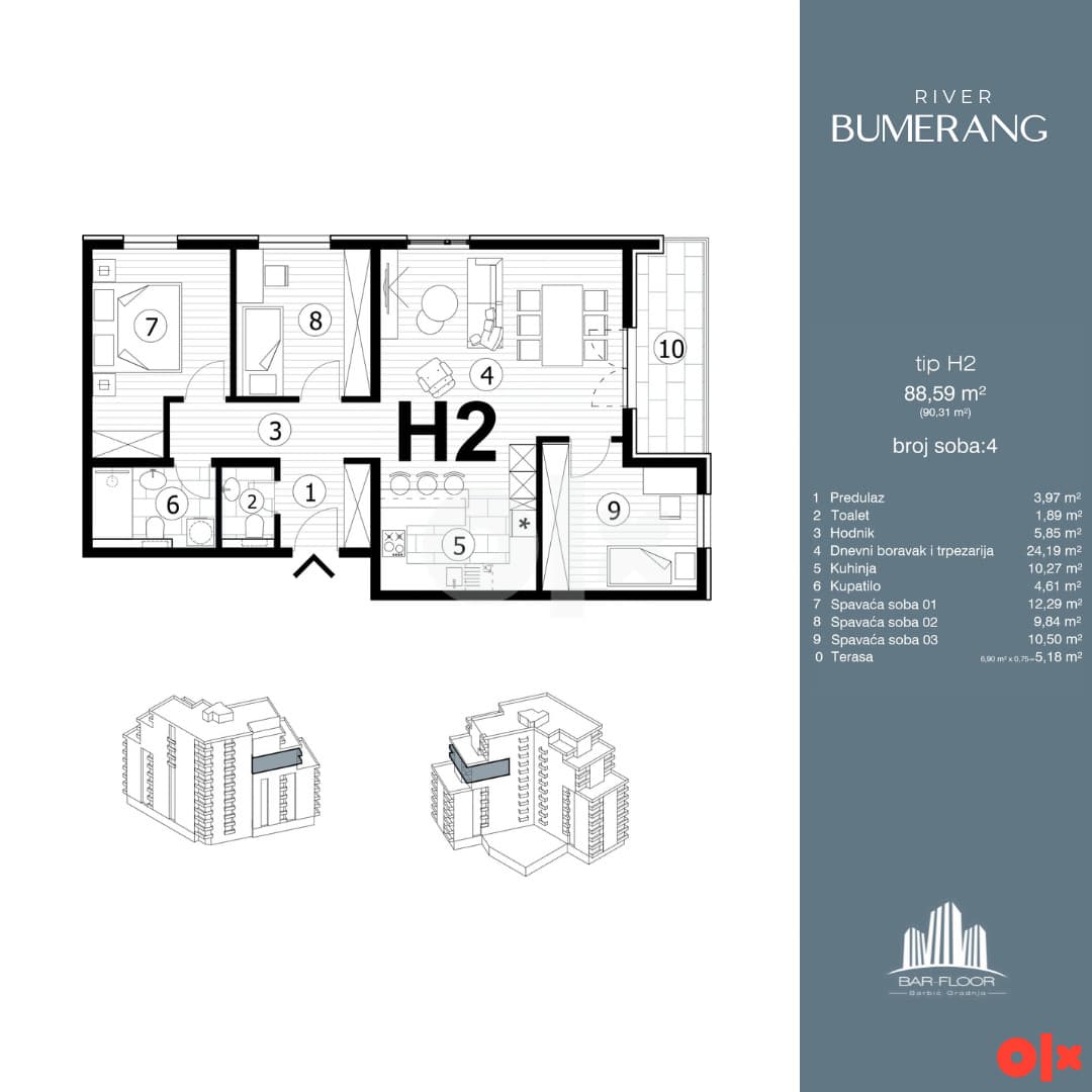 RIVER BUMERANG KISELJAK THREE-ROOM APARTMENT 88.59m2 photo 2