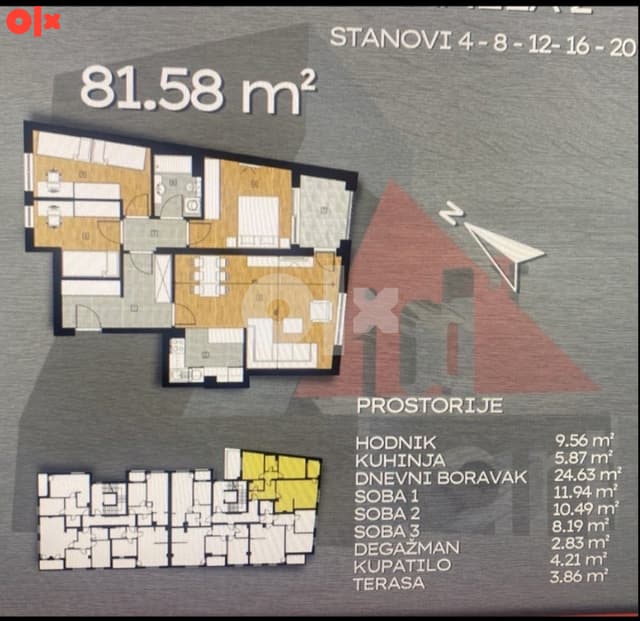Move-in ready, four-room apartment, 81.58m2, near Tropica-Budžak
