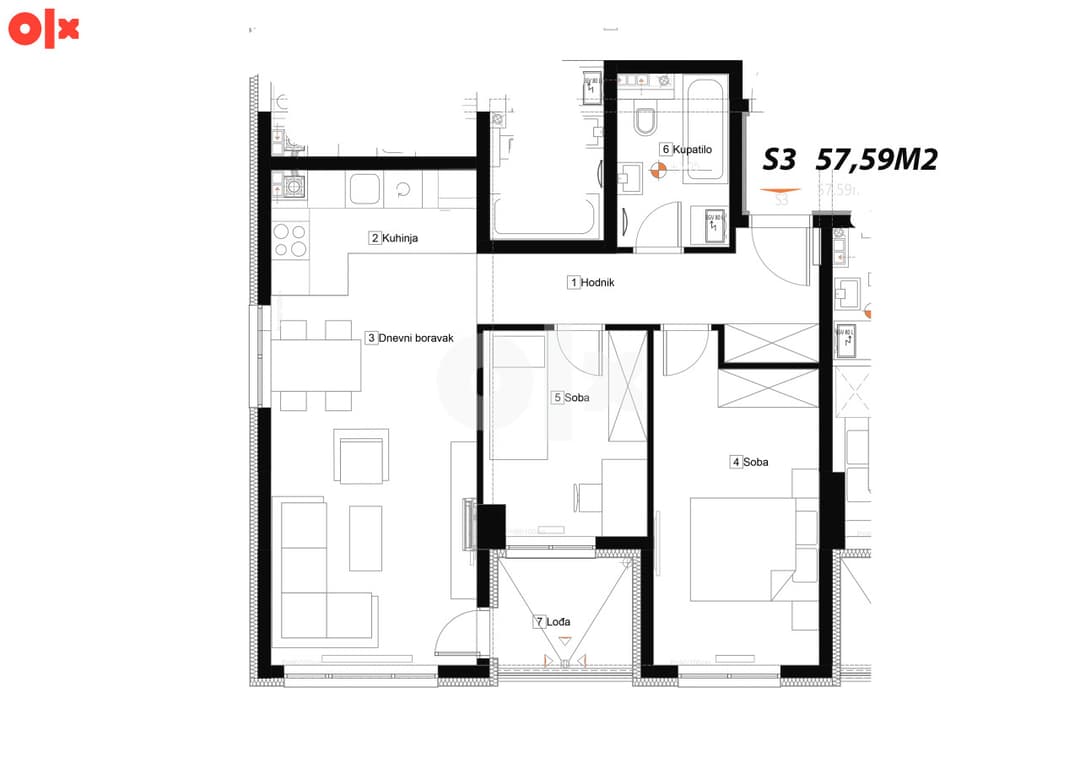 Apartment Banja Luka 57.59m2 Obilićevo-Mejdan photo 2