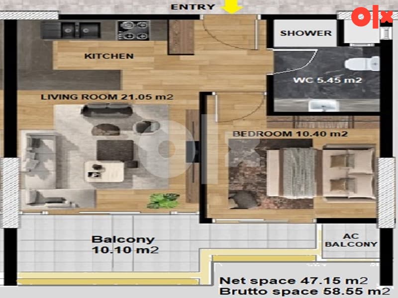 Apartment Emerald Mezitli, Mersin - Turkey 52 m2 photo 6