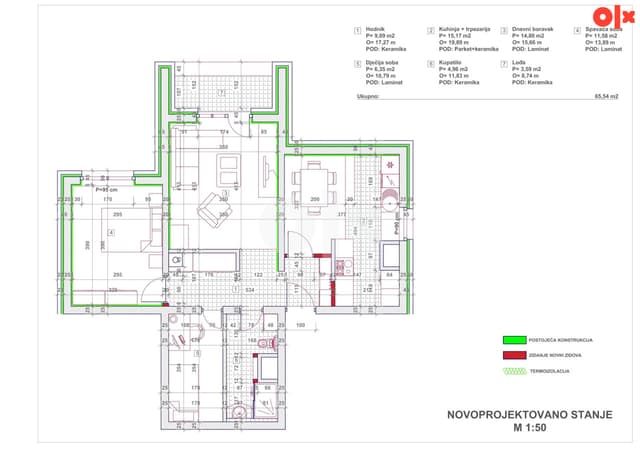Apartment for sale in Bihać (65.54m2)