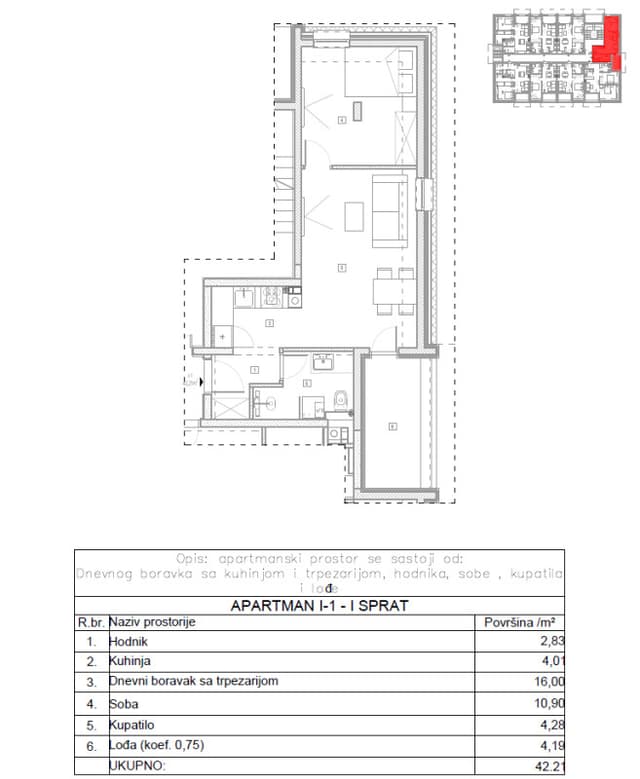 Two-bedroom apartment Bjelašnica 42m2 new construction