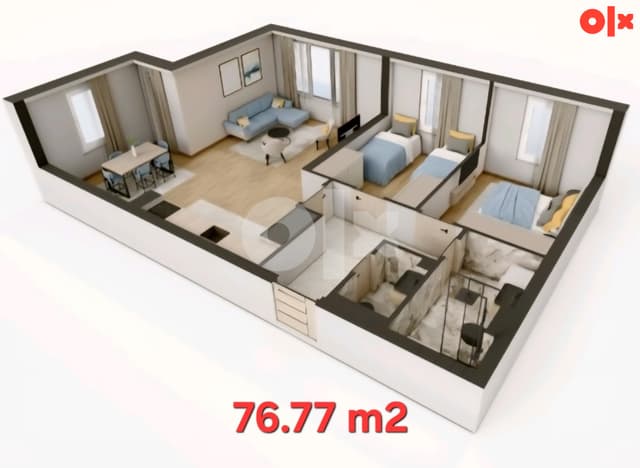Apartment Lukavica, I. Sarajevo, Dobrinja, 76.77m2, All floors