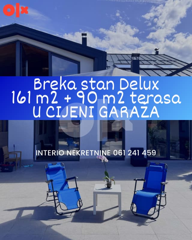 Luxury furnished apartment 161 m2 + 90 m2 terrace Breka Municipality Centar