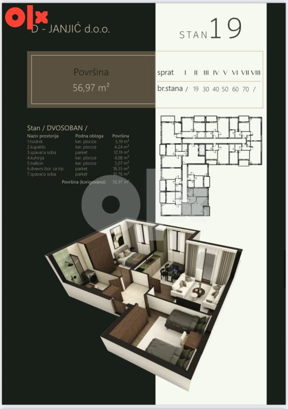 Apartment Pale 56.97m2
