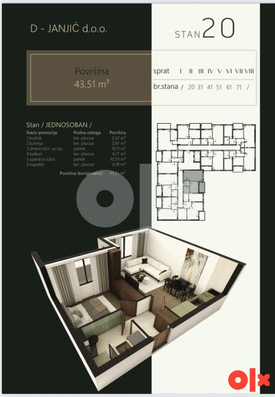 Apartment Pale 43.51m2
