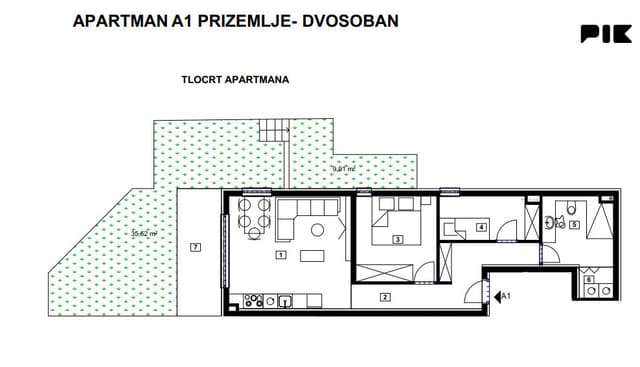 BLACE, SLIVNO two-bedroom apartment A1 with garden
