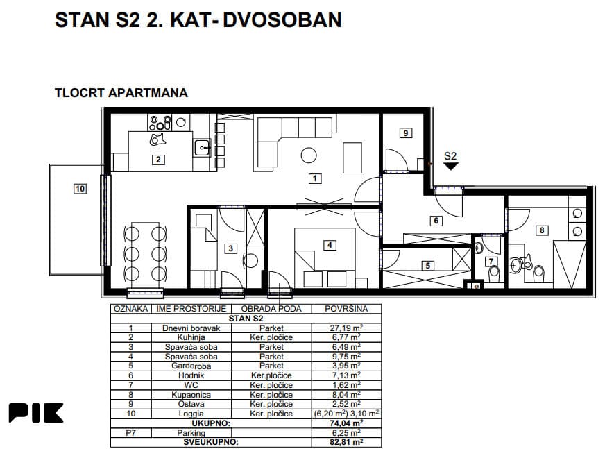 BLACE, SLIVNO two-room apartment S2 82.81 m2 3rd FLOOR with sea view photo 16